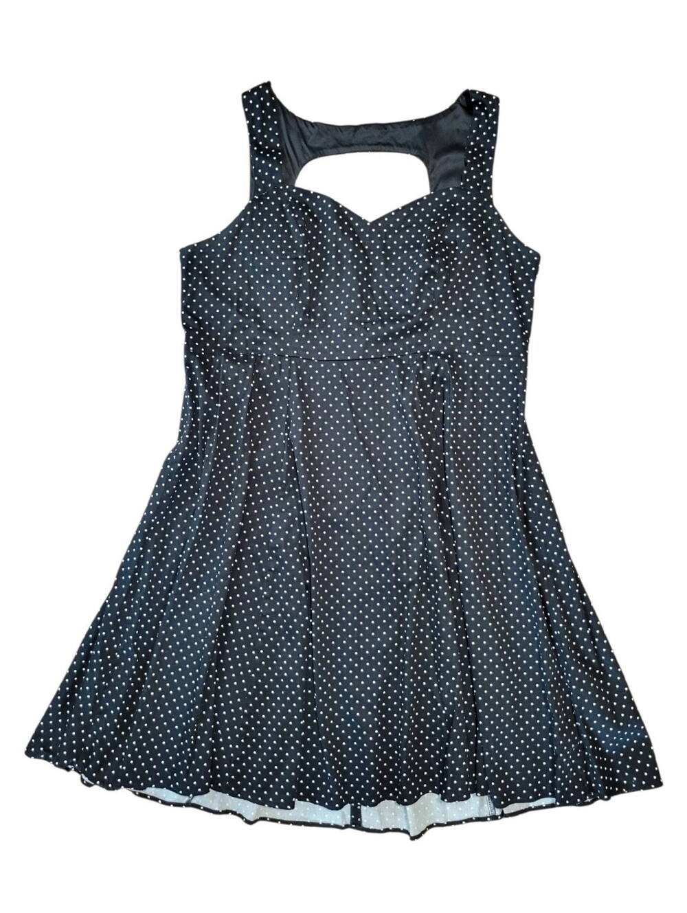 Torrid Black White Polka Dot Sweetheart Neckline Fit-and-Flare Dress - Picture 2 of 11